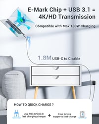 ACEFAST 65W GaN USB-C gyorstöltő 4K HDMI kimenettel, 100W kábellel - MacBook, iPad, Switch kompatibilis 7