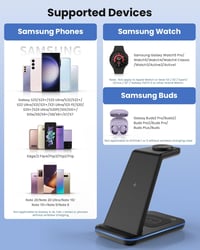Samsung 3 az 1-ben vezeték nélküli töltőállomás Galaxy telefonokhoz, órákhoz és fülhallgatókhoz 2