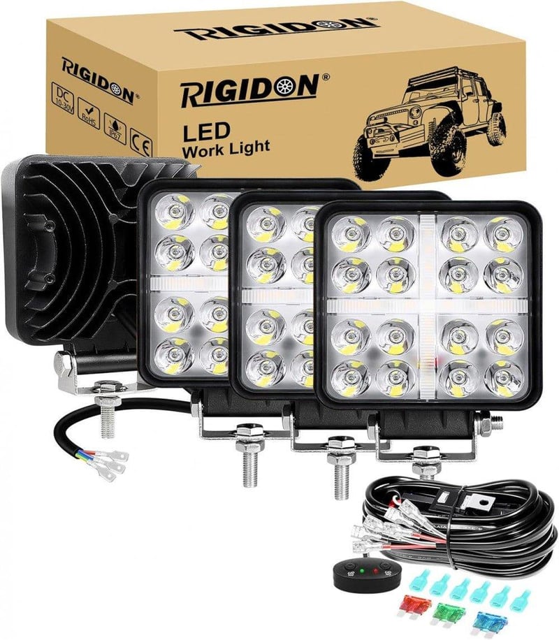 Kraftmann 48W LED Munkalámpa Szett 4db - ATV/Traktor/Kamion, IP67 Vízálló, Fehér-Sárga