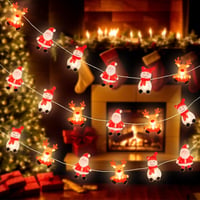 Sunshine Smile Karácsonyi LED Fényfüzér Mikulás Figurával, 2 m, 20 LED, Meleg Fehér, Elemes, 2 Üzemmód, Beltéri Kültéri Vízálló Karácsonyi Dekoráció 1