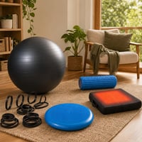 Izomlazító edzésbázis: XL fitness labda + gumiszalag-készlet + tüskés henger + fűthető ülőpárna 1