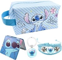 Ubephant Lilo și Stitch – Trusă de cosmetice față-verso albastră, cu model desen animat, geantă mare de machiaj, din material textil tip canvas. 1