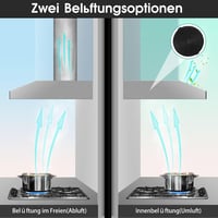 TopStrong 60 cm-es Páraelszívó, Beépíthető Konyhai Elszívó Aktívszén Szűrővel, 201 m³/h Légáramlás, Rozsdamentes Acél, 3 Fokozatú Érintésvez 6