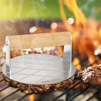 OnlyFire 4 részes rozsdamentes acél hamburger grillkészlet - Kerek húsprés, lapát és 2 burgerforma 9