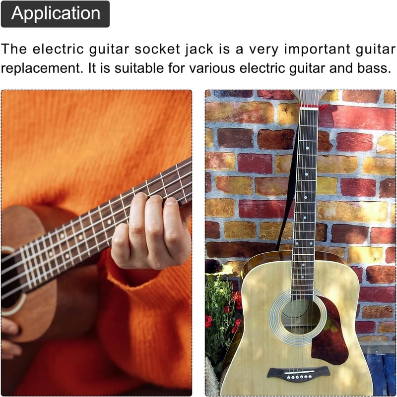 Gitár jack aljzat, 1/4", 2db - Sourcing Map ezüst mono/sztereó csatlakozó elektromos gitárhoz