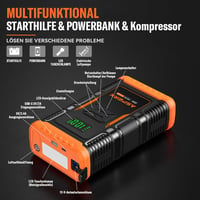 ASPERX 3000A Autós Indításrásegítő Powerbank Kompresszorral, 150PSI, LED Lámpával 6