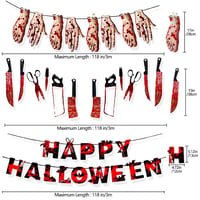 Halloween Dekoráció Szett - Véres Betűk, Fegyverek és Testrészek (34 db) 3
