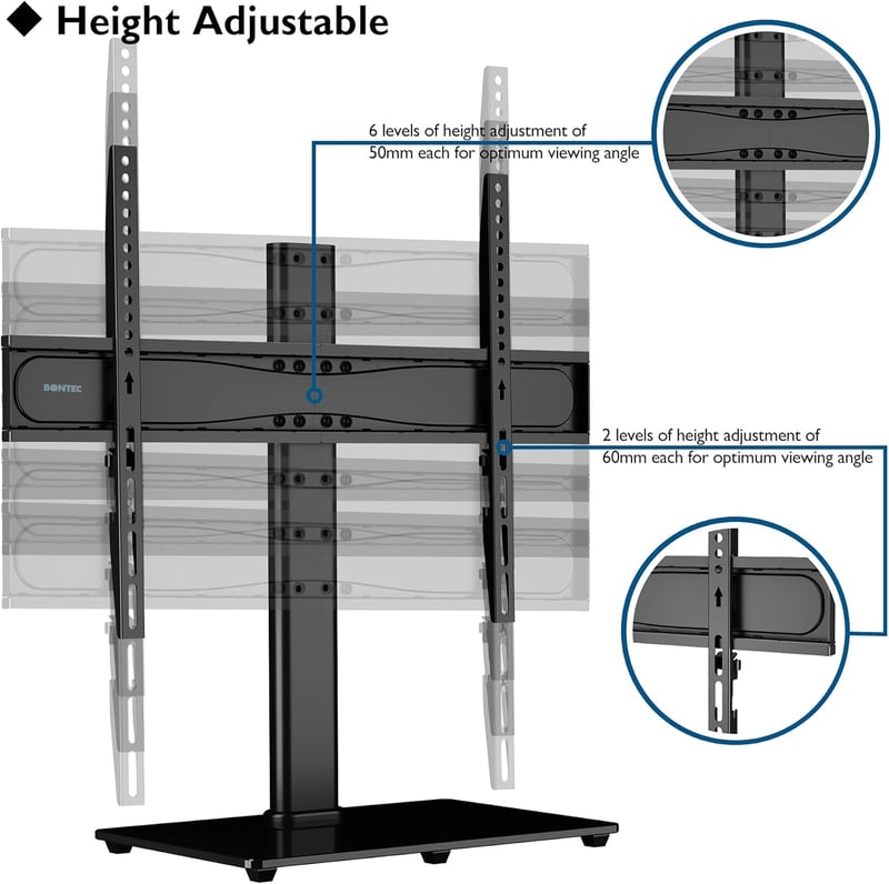 BONTEC LCD LED TV állvány üveglap tartó konzol, fekete televízióhoz