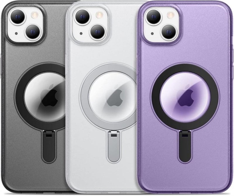 iPhone 14 Plus MagSafe Gyűrűs Tok - Fekete, Vezeték Nélküli Töltés