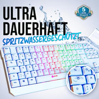 KLIM Chroma Vezeték Nélküli Gamer Billentyűzet - Tartós, Vízálló, RGB Háttérvilágítás, PC PS4 PS5 Mac Kompatibilis, Fehér 5