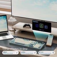 RK ROYAL KLUDGE S98 Mechanikus Billentyűzet Okos Kijelzővel, 96% Vezeték Nélküli, Bluetooth/2.4G/USB-C, Hot-Swap, 98 Gombos, Égkék - Linearer Creme Schalter, sky blue 2