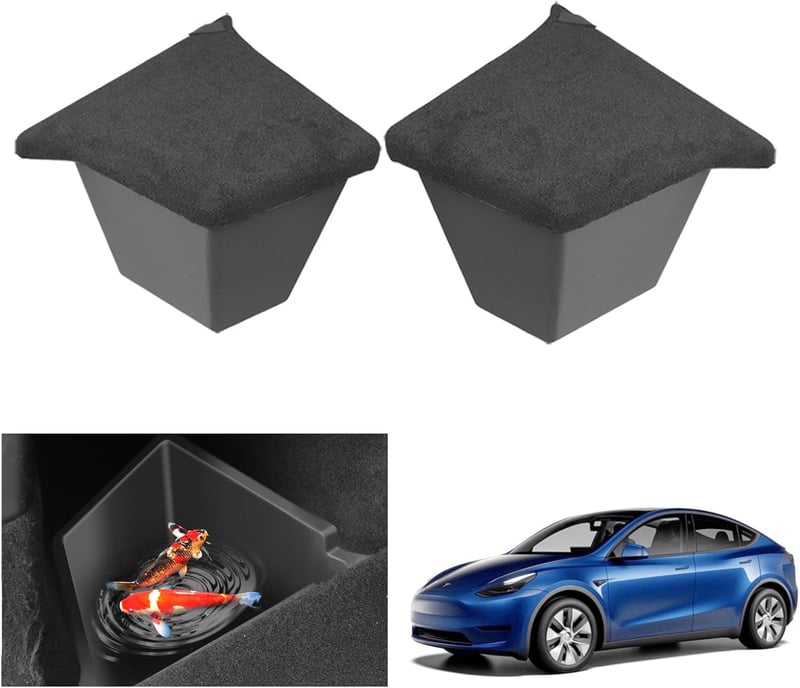 GAFAT Tesla Model Y Csomagtartó Rendező Doboz - Vízálló TPE Tárolórekesz Szett Plüss Fedéllel, 2021-2024 Modellekhez (2 db)