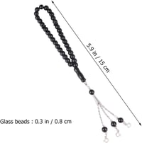 Fekete üveg muszlim imafüzér 33 gyönggyel - Iszlám tasbih karkötő 2