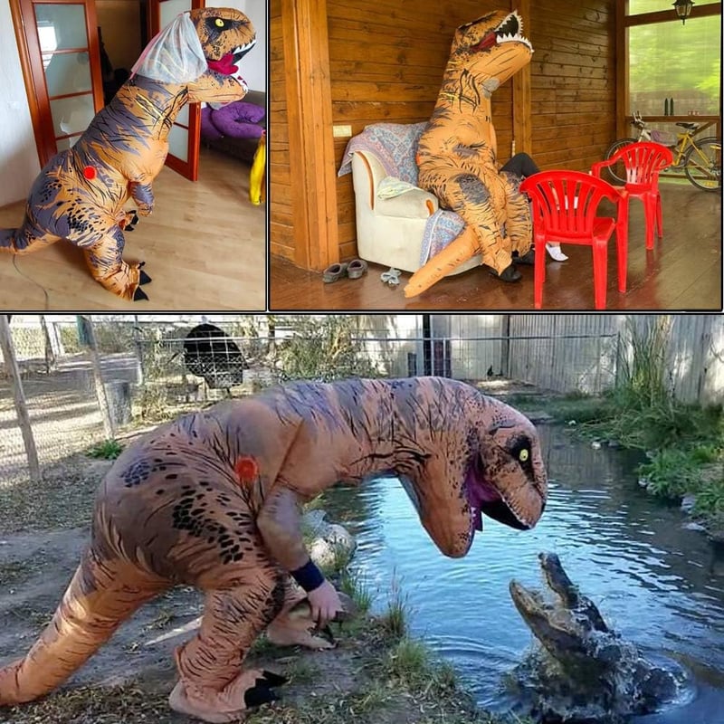 JASHKE Felfújható T-Rex Dinoszaurusz Jelmez Felnőtteknek - Halloween