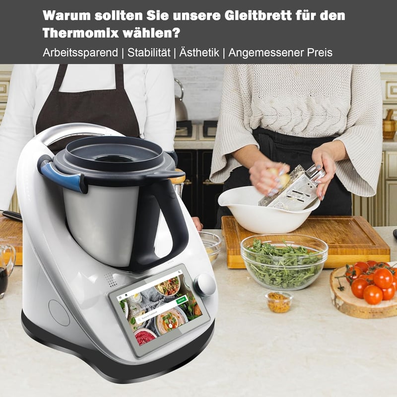 Placă glisantă cu role pentru Thermomix TM6 TM5 - Suport culisant acrilic negru pentru robotul Vorwerk