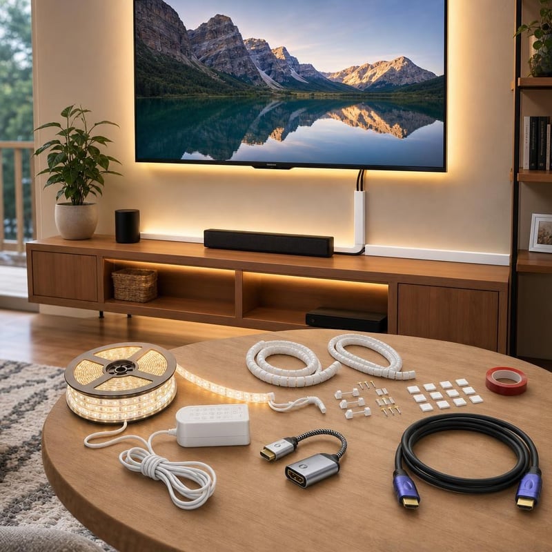 Cable Management set: 1x USB-C adapter + 4m kanalica + 2x spiralni organizator + HDMI kabel + 6m LED traka