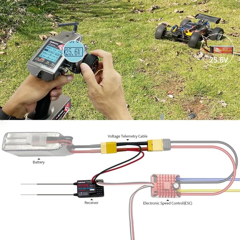 Radiolink RC6GS-V3 7 csatornás RC távirányító giroszkóppal 2.4GHz autóhoz drónhoz