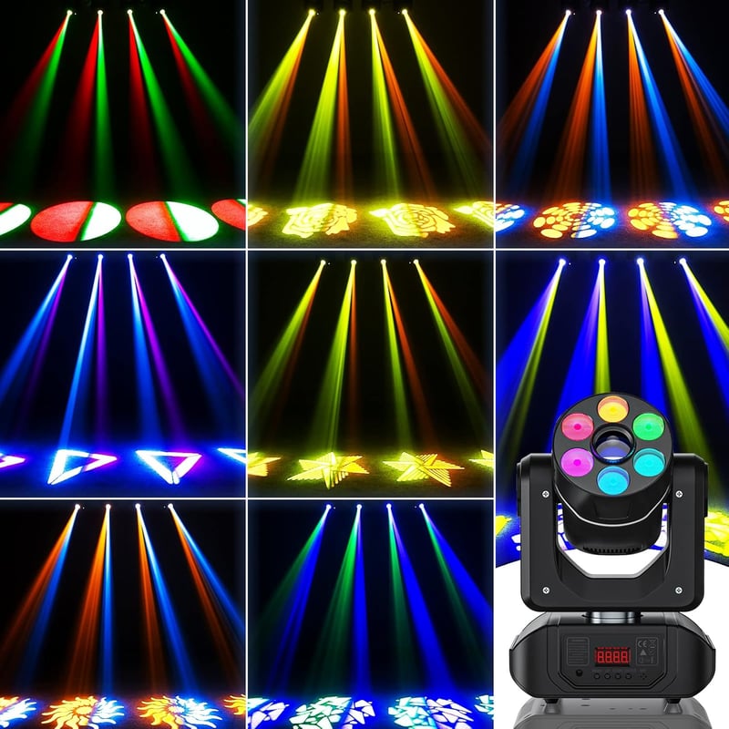 LED Moving Head Fényvető 90W RGBW Távirányítós Diszkófény 8 Mintával