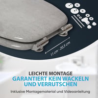 Sanilo Ovális WC Ülőke Beton Mintázattal - MDF Fa Hatású Toalett Tető Soft-Close Mechanizmussal, Stabil Zsanérokkal, Egyszerű Szereléssel 5