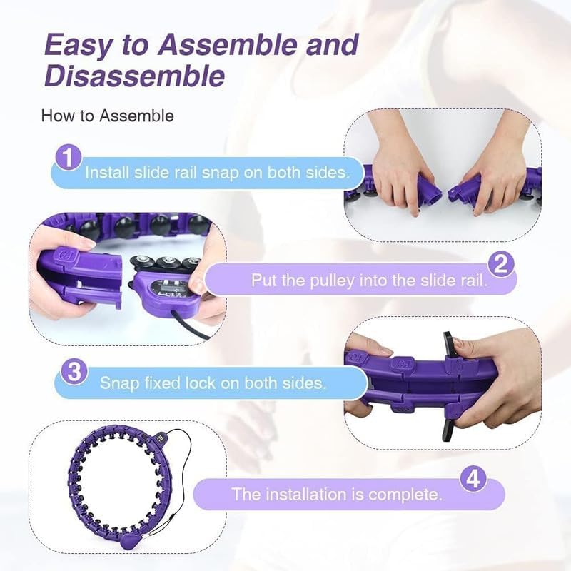 bubbacare Smart Hoop Fitnesz Karika Fogyáshoz - 27 Állítható Elemmel, Digitális Kijelzővel, Masszázsfunkcióval, Felnőtteknek, 65-160 cm Deré