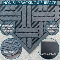 Ultralux Gumi Lábtörlő 75x45cm - Kültéri-Beltéri Csúszásmentes Szennyfogó Szőnyeg Fekete-Ezüst Mintával, Vízálló, Strapabíró, Könnyen Tisztí 6