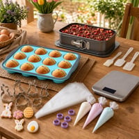 Sütivarázs csomag: 12-es muffinforma + tortaforma + 3 kaparó + 100 habzsák + 8 kiszúró + 5 kg mérleg 1