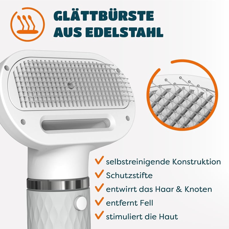 KUUBIA 5 az 1-ben Kisállat Hajszárító 900W - Kutyáknak és Macskáknak, Negatív Ion Technológiával, Hőmérséklet Szabályozással, 4 Fejjel, Mind