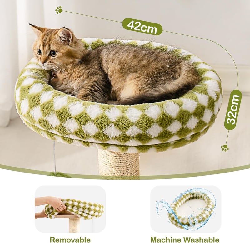 MEWOOFUN Macska Kaparófa 64 cm - Plüss Pihenőhellyel, Természetes Szizál Borítással, Játék Labdával
