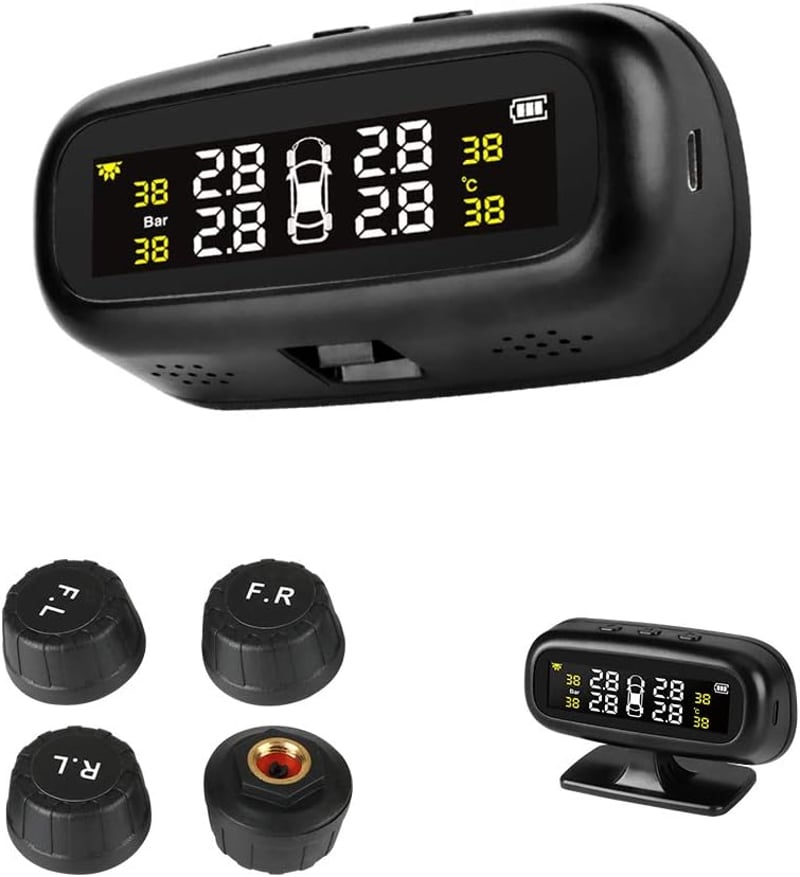 Jansite TPMS autó gumiabroncs nyomásmérő szolár panel USB 4 szenzor
