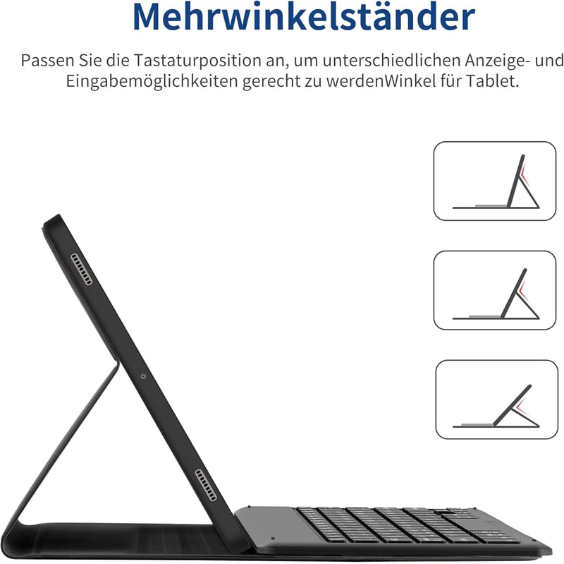 Samsung Galaxy Tab S9 FE/S9 EasyAcc német QWERTZ billentyűzetes tok, levehető, ceruzatartóval, fekete