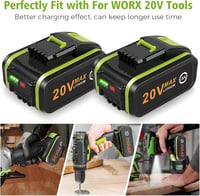 LabTEC 20V 5000mAh Akkumulátor Csomag (2db) - Worx WA3553 WA3760 WA3765 Kompatibilis Lítium-ion Pótakkumulátor Elektromos Szerszámokhoz 2