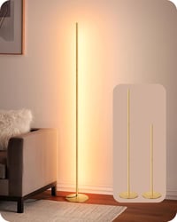 EDISHINE Állólámpa LED 3000K Meleg Fehér Fény, Szabályozható Fényerő, 146 cm Magasság, Arany Alumínium, Memória Funkcióval, Nappali, Hálószo 6