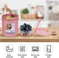 HOTUT Rózsaszín Müzlis Pohár Kanállal, 790ml, BPA-mentes, Szivárgásmentes 3