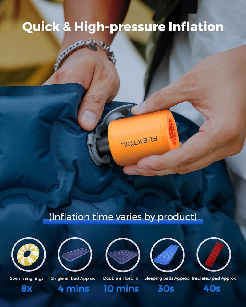 FLEXTAILGEAR Tiny Pump 2.0 - Hordozható USB-C Elektromos Légpumpa Matracokhoz, 4kPa