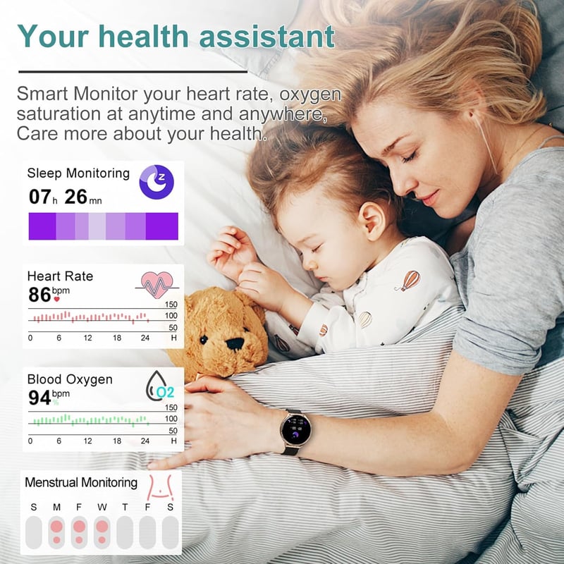Fitonyo női okosóra telefonos funkcióval, 1,32" HD érintőkijelzővel, menstruációs ciklus követéssel, Android iOS