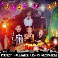 CHMMY Halloween LED Fényfüzér 20 LED-del - Tök, Szellem, Denevér Díszekkel - 2 Világítási Mód, Vízálló, Beltéri-Kültéri Dekoráció 4