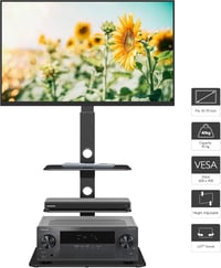 BONTEC TV Állvány 30-70 Hüvelykes Televíziókhoz, Magasságállítható Padlóállvány 3 Edzett Üvegpolccal, 40kg Teherbírás, VESA 600x400mm 7
