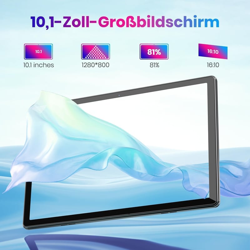 TPZ T10B Android 14 Tablet 10.1" - 10GB RAM + 64GB + 1TB Bővíthető Tárhely, WiFi 6, Octa-Core, 6000mAh Akku, FHD IPS Kijelző, Szürke