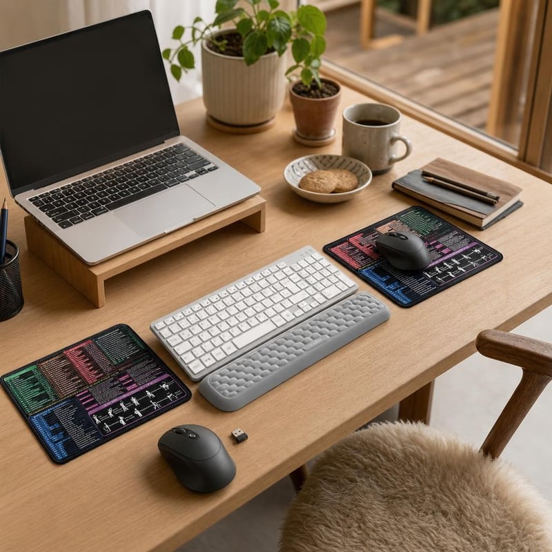 Pachet Confort PC: tastatură wireless + mouse wireless + 2 mousepad-uri + suport încheietură L