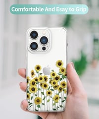 iPhone 14 Pro Max Átlátszó Napraforgós Szilikon Tok Fóliákkal 6