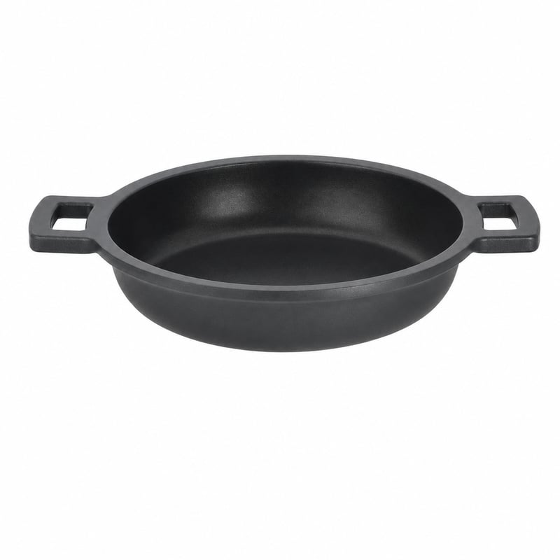 BRA Efficient alacsony lábas tapadásmentes bevonattal, fedő nélkül, 45 cm, öntött — hiányzó műanyag edényfogók (állapot: lásd a 2. képet)