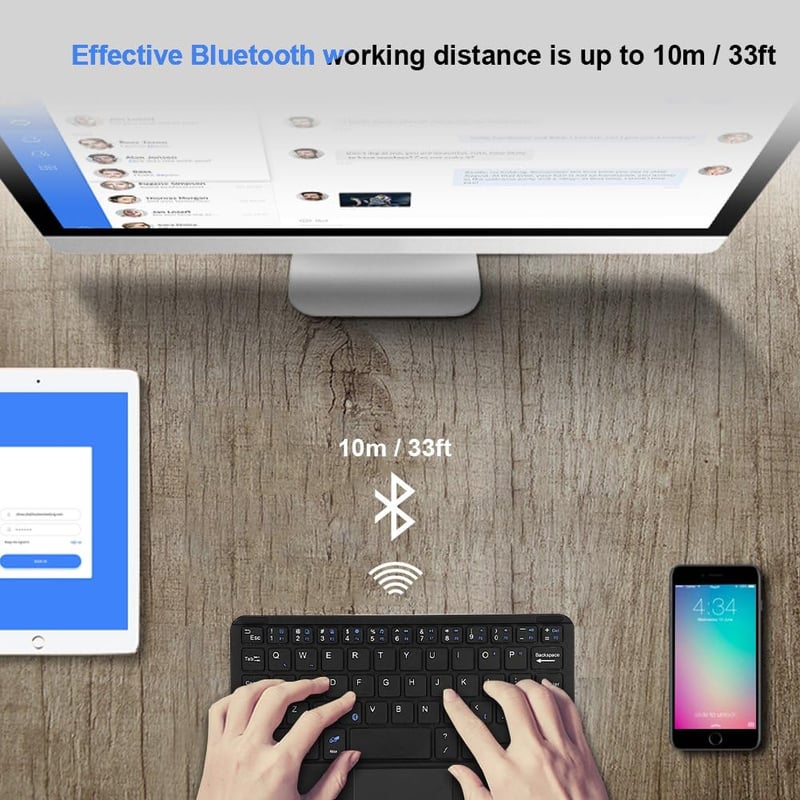 VBESTLIFE 7 colos ultravékony Bluetooth billentyűzet érintőpaddal, Android és Windows tabletekhez
