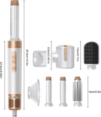 UKLISS 7 az 1-ben Hajformázó Készlet 1400W - Hajszárító Diffúzorral, Körkefe, Egyenesítő, Automata Göndörítő, 110.000 RPM Motor, 3 Hőfokozat 9