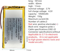 Nagy kapacitású 10500mAh Li-ion akkumulátor 3.7V GPS, LED, Bluetooth hangszóróhoz 2