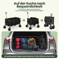 Servicore 300L XXXL Összecsukható Kézikocsi - 150kg Teherbírású Szállítókocsi 360° Forgó Kerekekkel, Gumiabroncsos, Bővíthető Tárolóval és Z 4