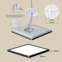 BLNAN Fekete Mennyezeti LED Lámpa 24W - Állítható Színhőmérséklet 3000K/4000K/5000K, 2400LM, Ultravékony Panel Háttérfénnyel, 22cm, Hálószob 6