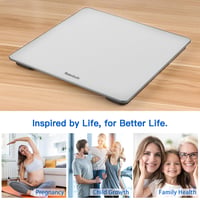 Homebuds Digitális Fürdőszobai Mérleg LED Kijelzővel - 182kg Teherbírás, Ezüst Dizájn, Automatikus Be/Ki, 0,05kg Pontosság, 3 AAA Elemmel 6