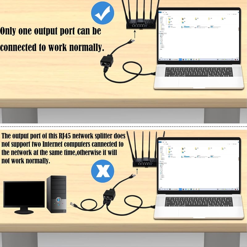 GINTOOYUN RJ45 Hálózati Adapter Kábel (22,6 cm) - Apa-Anya Csatlakozó Laptophoz, PC-hez, Routerhez - Hálózatváltáshoz