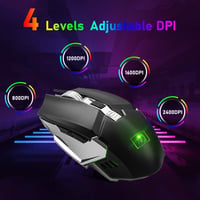 MAMBASNAKE Vezeték Nélküli Gamer Billentyűzet és Egér Szett, 2.4G, 3800mAh Akkumulátor, RGB LED Háttérvilágítás, 2400DPI, 7 Színű Egér 4