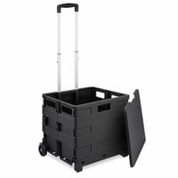 Cărucior de cumpărături pliabil Relaxdays cu mâner telescopic și capac, negru, pe roți — mâner slăbit (stare: vezi a 2-a imagine) 1